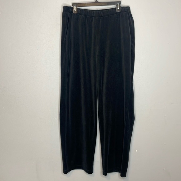 Eileen Fisher | Black Velvet Wide Leg Relaxed Pull On Pants Size M NWT - Picture 1 of 6